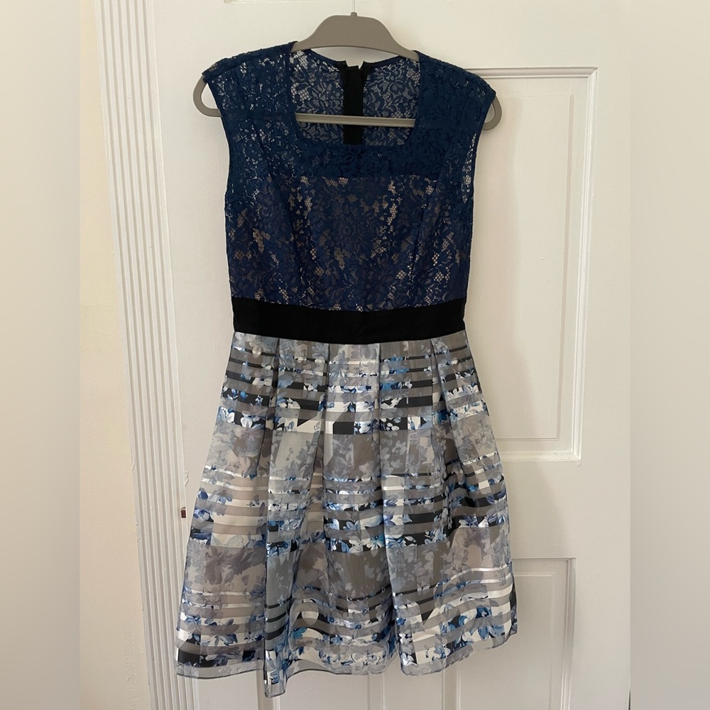 Noir Sachin & Babi Silver and Royal Blue Short Dress